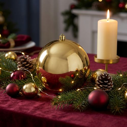 Boule de Noël dorée en plastique Ø14cm | Floristik24.fr