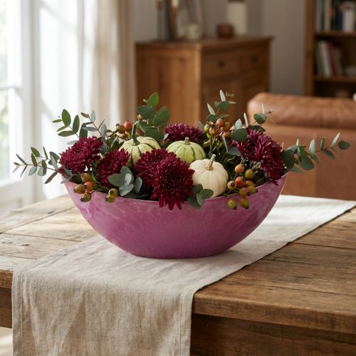 Coupe décorative en plastique rose 39 x 13 cm pour compositions florales | Floristik24.fr