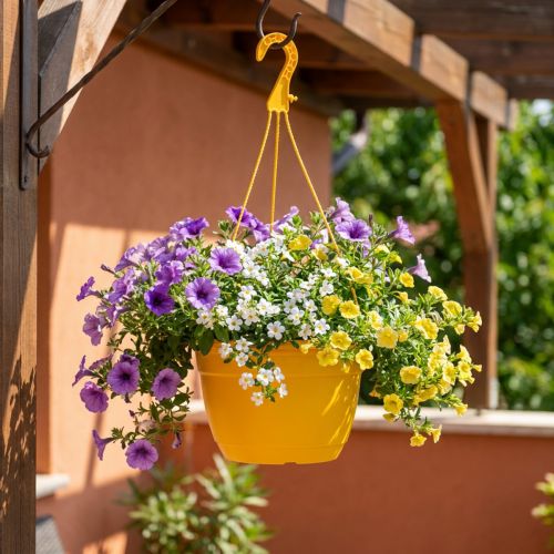 Article Porte-plantes suspendu en plastique jaune 25 cm