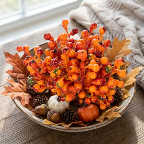 Bouquet de Baies Artificielles Orange 20 cm | Floristik24.fr