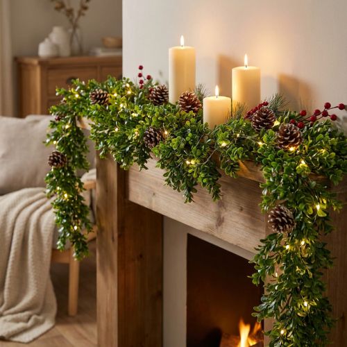 Guirlande Artificielle Buis Vert 180 cm | Floristik24.fr