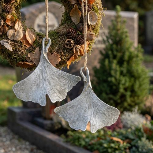 Décoration en forme de feuille de Ginkgo à suspendre, 10 cm, lot de 3 | Floristik24.fr