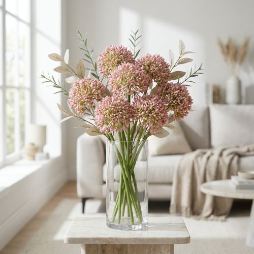 Fleur artificielle Allium rose 55 cm | Floristik24.fr