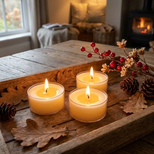 Bougies chauffe-plat en cire de colza naturelles, 10 heures, lot de 8 | Floristik24.fr