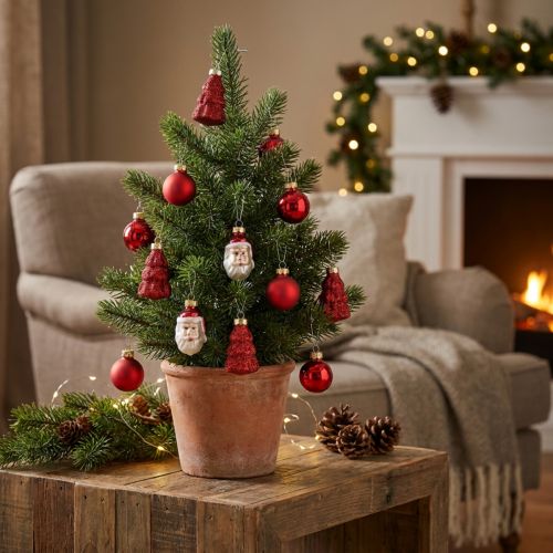Set de Mini Décorations de Noël en Verre - Boules et Figurines - Ø3cm - 9 Pièces | Floristik24.fr