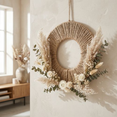 Dekoring avec corde en jute pour décoration murale et créative de style bohème | Floristik24.fr