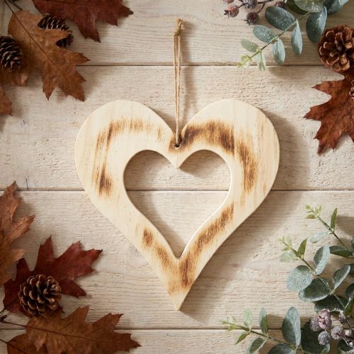 Cœur en bois ajouré décoratif 25x25 cm naturel | Floristik24.fr