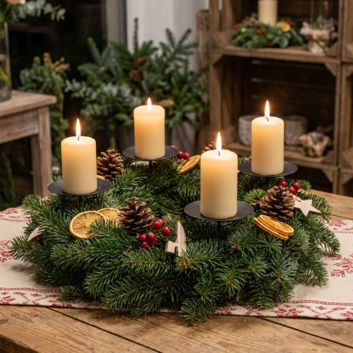 Lot de 4 Supports à Bougies en Métal Noir à Piquer Ø8 cm | Floristik24.fr