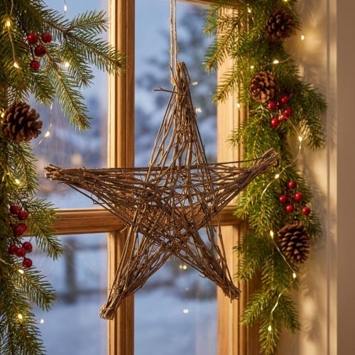 Étoile décorative en branches naturelles à suspendre 50 cm | Floristik24.fr