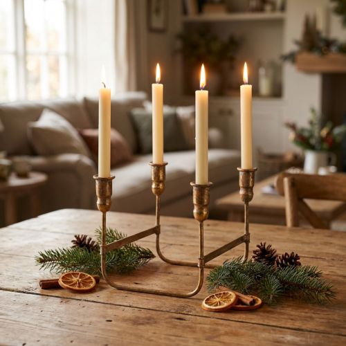 Chandelier doré antik pour 4 bougies - 18×18 cm, H 16,5 cm | Floristik24.fr