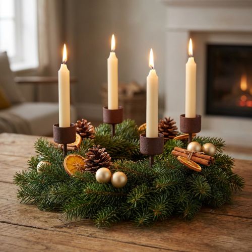 Bougeoir à piquer pour chandelle Marron rouille H10,5cm 12 pcs | Floristik24.fr