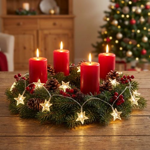Guirlande LED étoiles 20 micro-LED blanc chaud avec minuterie pour décoration intérieure | Floristik24.fr