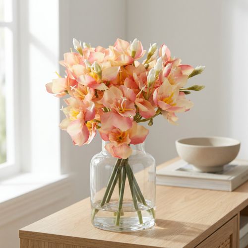Deko Branche Fleurs Artificielles Alstroemeria Rose 33 cm - Lot de 6 | Floristik24.fr