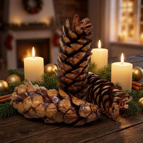 Pommes de pin naturelles Strobus 15-20 cm, laquées, lot de 100 | Floristik24.fr