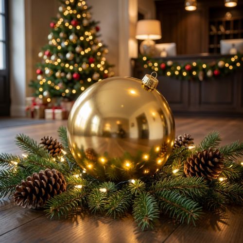Boule de Noël en plastique dorée Ø25 cm | Floristik24.fr