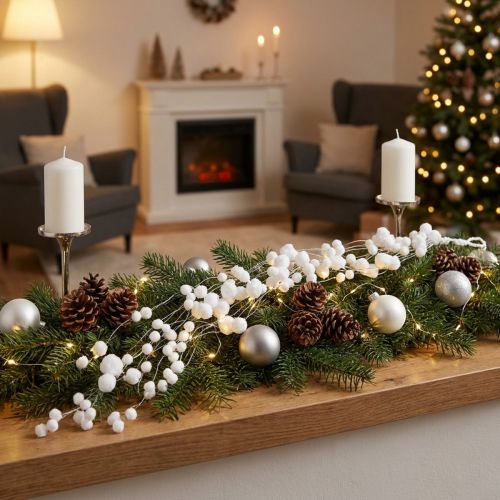 Guirlande boules de neige L75cm blanc | Floristik24.fr