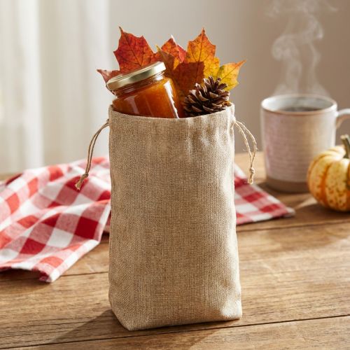 Sac cadeau en toile de jute 20×10×30cm avec film plastique intérieur | Floristik24.fr