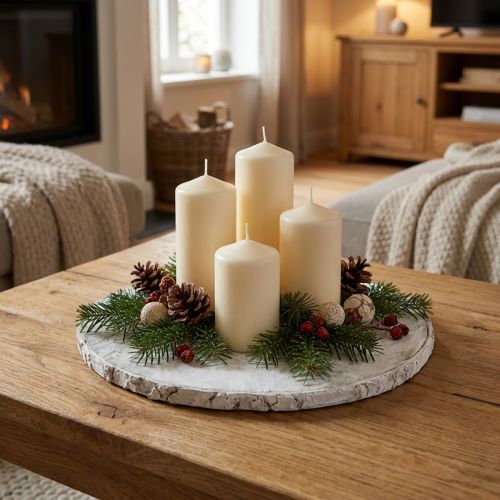 Dessous décoratif rond en bois blanc avec écorce – Ø 20 cm | Floristik24.fr