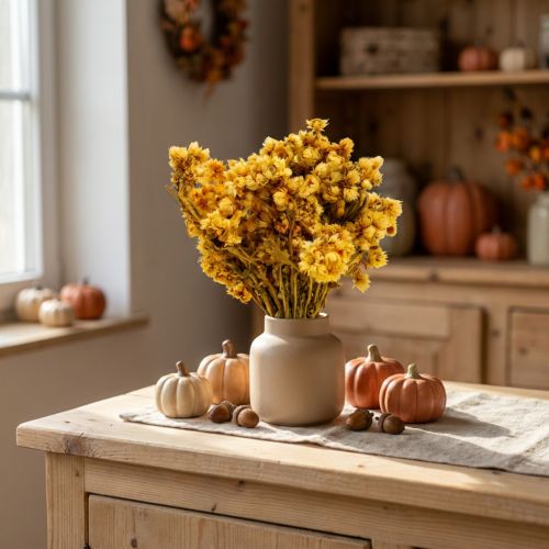 Mini bouquet de fleurs séchées jaunes - Immortelles naturelles - H 20-25 cm, 15 g | Floristik24.fr