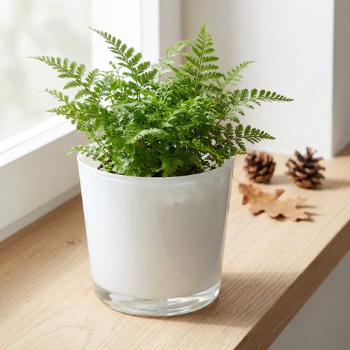 Cache-pot en verre blanc Ø11,5cm H11cm | Floristik24.fr