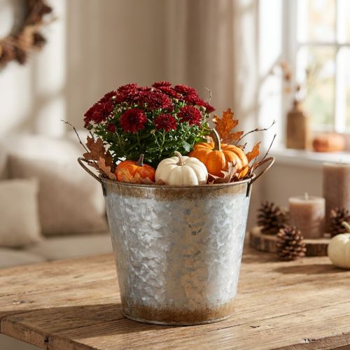 Pot décoratif en métal avec poignées, effet rouille, Ø17cm H16,5cm | Floristik24.fr