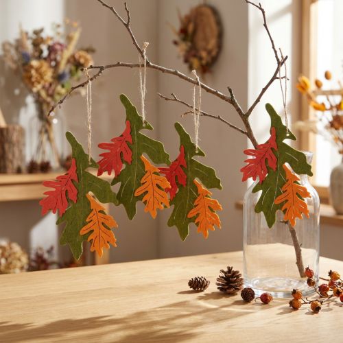 Suspensions décoratives en bois motifs feuilles d'automne 17 cm – Lot de 6 | Floristik24.fr