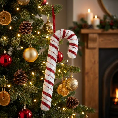 Décoration sucre d'orge rouge et blanc H34 cm | Floristik24.fr