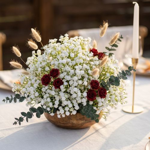 Fleurs artificielles Gypsophile blanche en bouquet, 30 cm, lot de 12 | Floristik24.fr