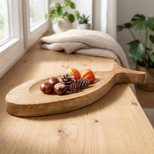 Plateau décoratif en bois en forme de poisson 30x3x12 cm | Floristik24.fr