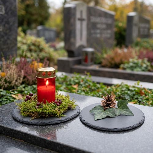 Sous-verres en ardoise naturelle ronde noire Ø10cm - Lot de 6 | Floristik24.fr