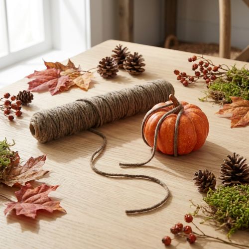 Fil décoratif en laine et jute marron - 55m | Floristik24.fr