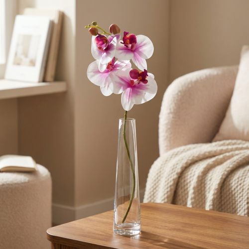 Orchidée artificielle Phalaenopsis 4 fleurs 72 cm blanc et rose | Floristik24.fr