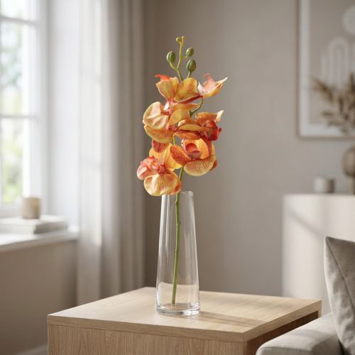Article Orchidée artificielle Phalaenopsis bicolore rouge et jaune 78 cm