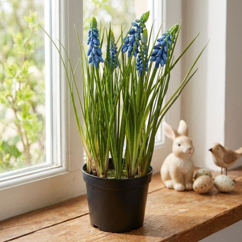 Hyacinthes artificielles en pot bleu 24 cm | Floristik24.fr