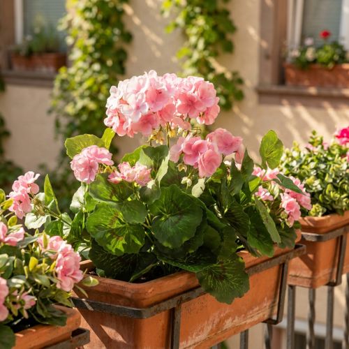 Géranium Artificiel Rose avec 7 Fleurs H38cm | Floristik24.fr