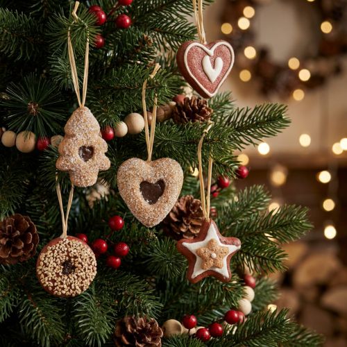 Décorations suspendues imitation biscuits de Noël style rustique – Lot de 12 | Floristik24.fr