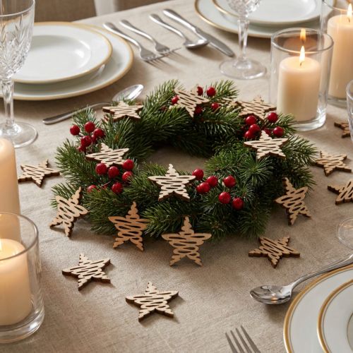 Étoiles décoratives en bois naturel 4 cm - Lot de 72 | Floristik24.fr