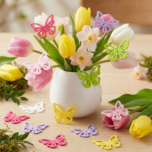 Article Décorations en feutrine papillons multicolores – Set de 72 pièces (4 cm)