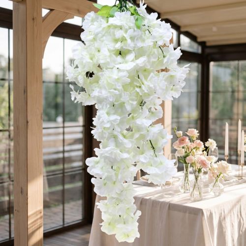 Branche de fleurs de cerisier artificielle blanche avec 5 tiges, 75 cm | Floristik24.fr