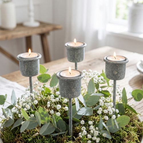 Bougeoirs enfichables Shabby Chic gris Ø3cm H8,5cm 8pcs | Floristik24.fr