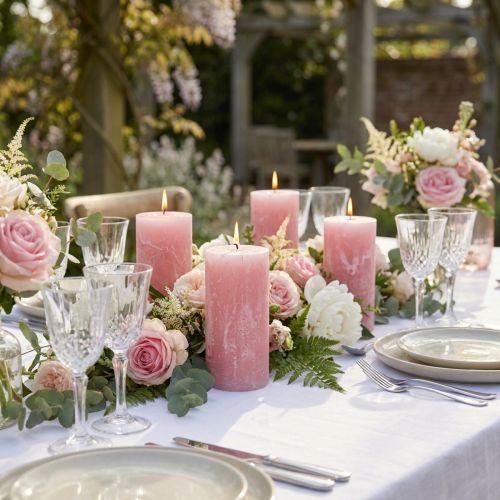 Article Bougies Roses Autoextinguibles en Cire Pleine 60×110mm - Lot de 4