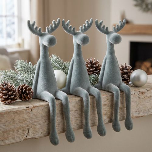 Élan Figurine bord d’étagère Renne déco Gris 31cm 3pcs | Floristik24.fr