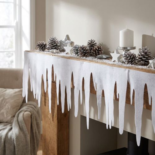 Bordure décorative en forme de stalactites 2m - Blanc scintillant | Floristik24.fr