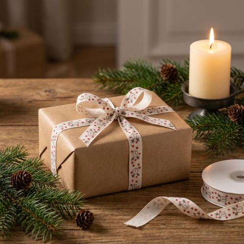 Ruban de Noël avec renne blanc