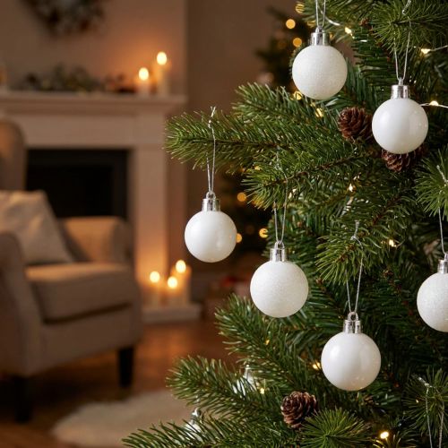 Boules de Noël blanches 3 cm - Set de 14 | Floristik24.fr