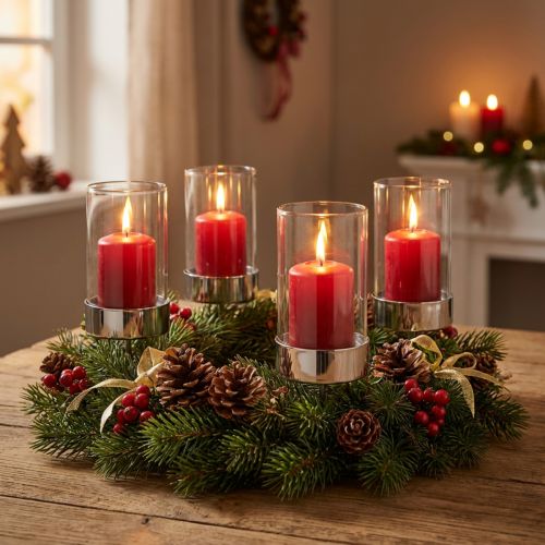 Bougeoir à brancher métal/verre Ø5cm H14cm 4pcs | Floristik24.fr