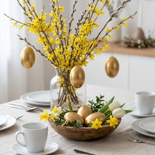 Article Oeufs d'oie soufflés dorés 10 pièces - Décoration de Pâques