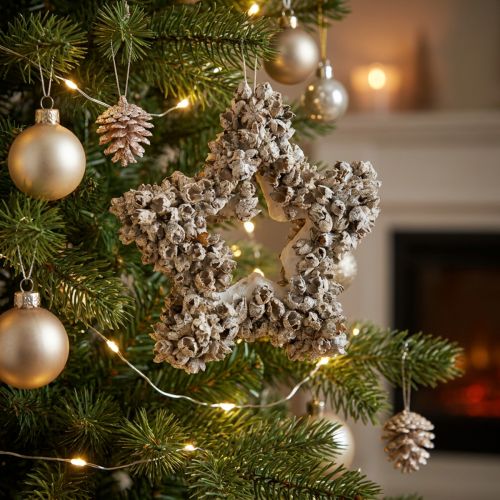 Étoile décorative suspendue blanche à paillettes Ø15 cm | Floristik24.fr