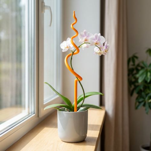 Article Tuteur pour orchidées en plastique orange – H 64 cm