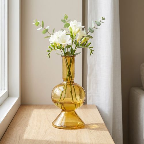 Mini Vase en Verre Jaune Fumé - Ø8 cm H16,5 cm | Floristik24.fr